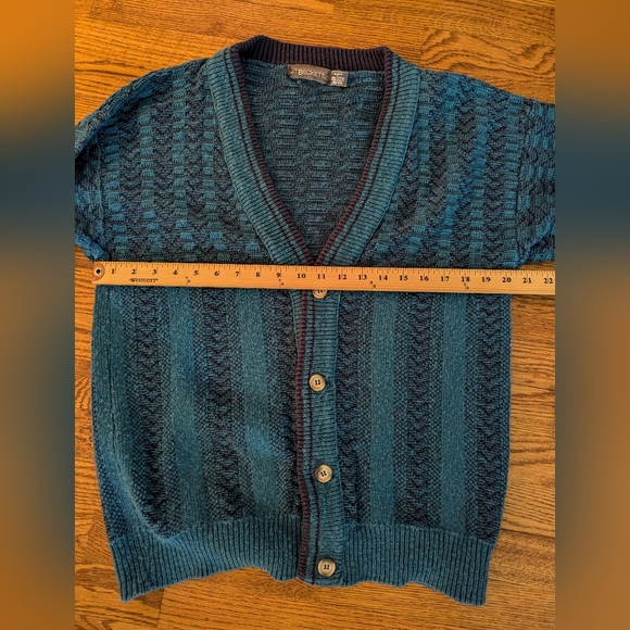 Vintage JT Beckett Blue/green Sweater Cardigan Large - Picture 4 of 10